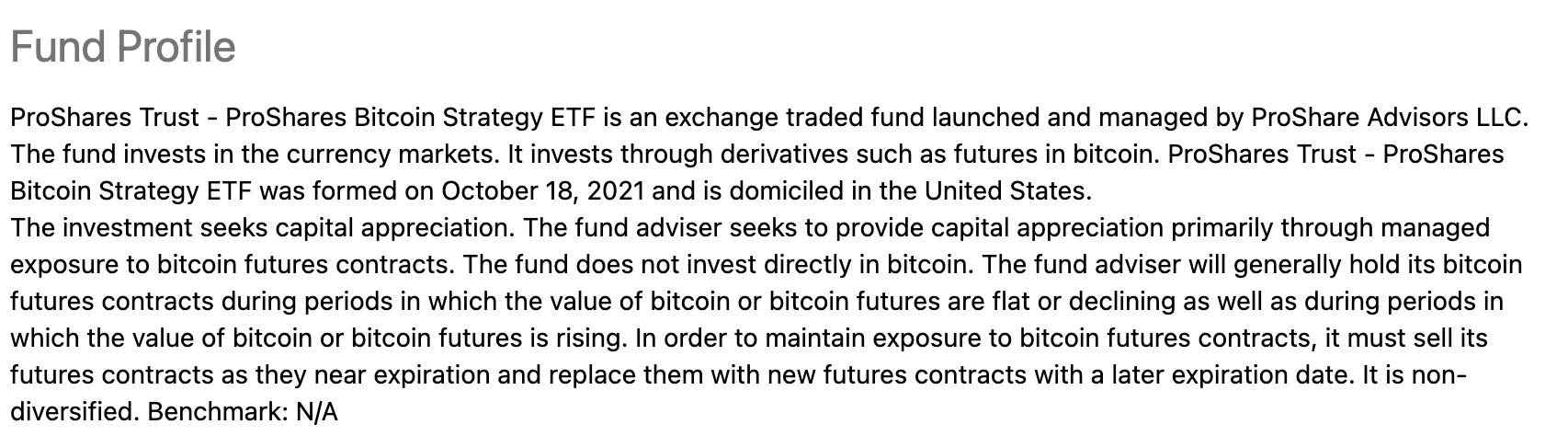 BITO etf fund profile