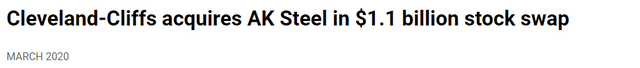 Cleveland-Cliffs Acquire AK Steel