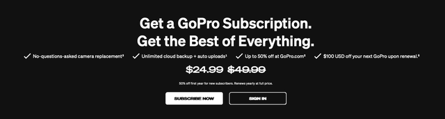 GoPro subscription benefits