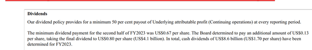 BHP dividend policy