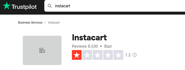 Instacart Trustpilot Score