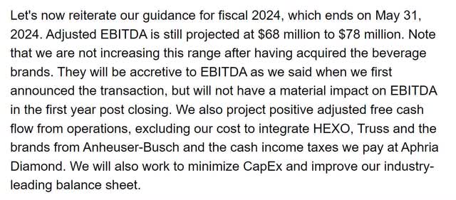 tlry tilray guidance