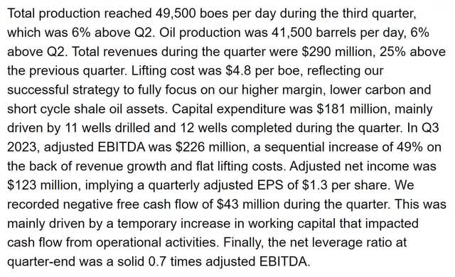 VIST vista energy guidance