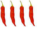 image of four chili peppers
