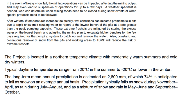 Eskay Creek Snow Risks & Climate - 2023 TR