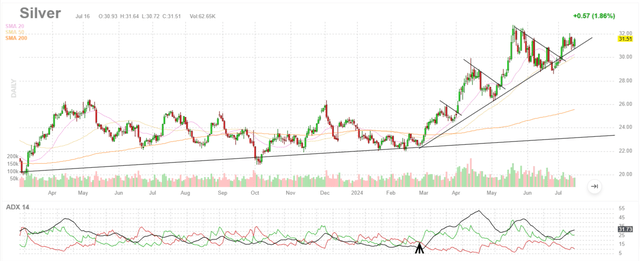 Silver daily chart