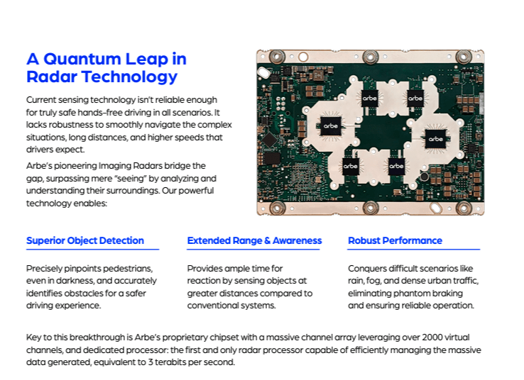 Source: ARBE Company Profile. Brochures 2024.