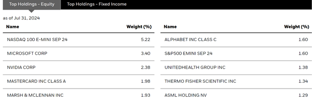 top equity holdings