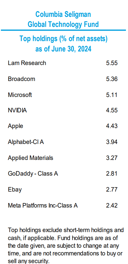 Top holdings (% of net assets) as of June 30, 2024