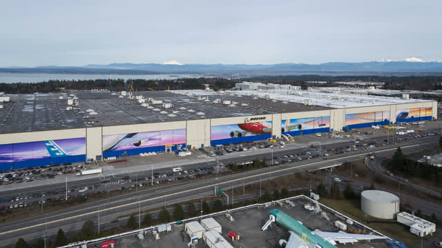 This image shows the Everett production location of Boeing.