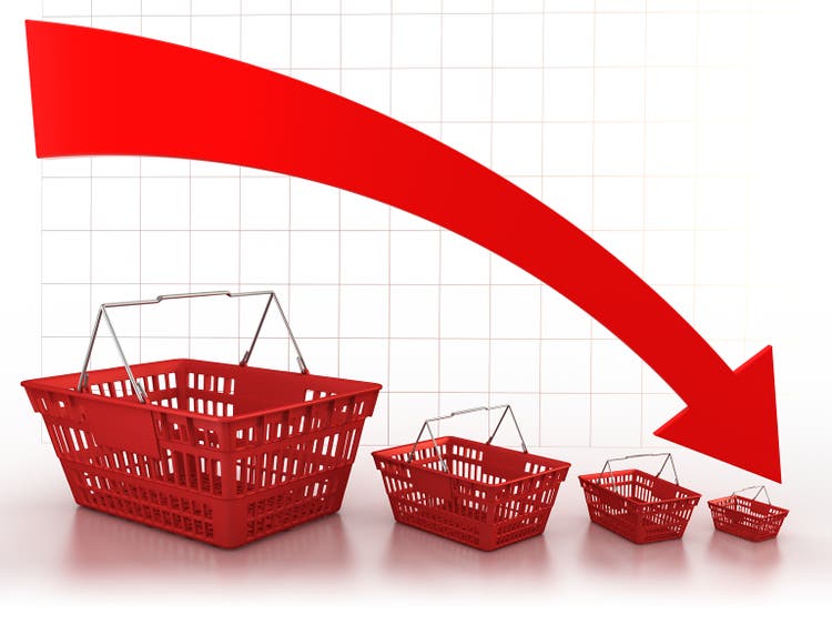 Shopping baskets decreasing in size (Clipping path included)